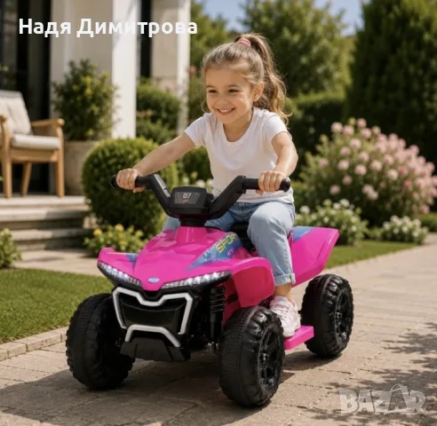 Детско акумулаторно ATV 6V 25W – Електрическо ATV с LED светлини за деца 1.5+ години, розово, снимка 2 - Електрически играчки - 55570979