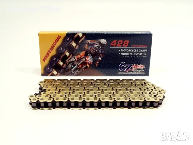 Вериги CZ 420/428 MX gold- професионални за мото крос, снимка 2 - Части - 55494455