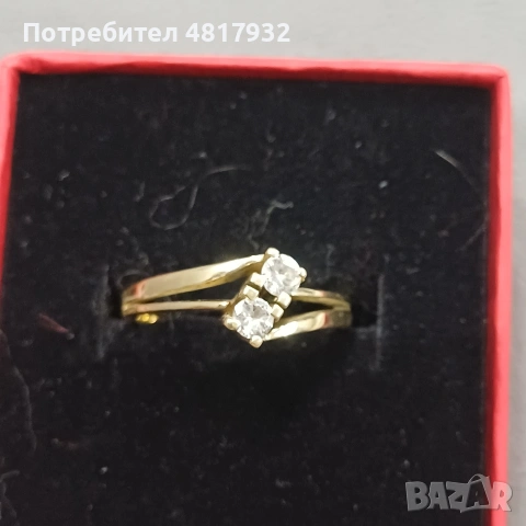 Златен пръстен, диаманти., снимка 5 - Пръстени - 54660358