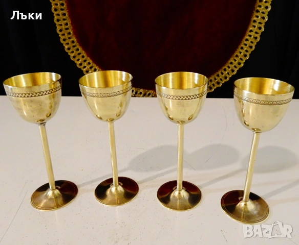 Бронзови чаши за ракия,високо столче. , снимка 4 - Антикварни и старинни предмети - 54093005