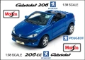 Peugeot 206 CC Cabrio Maisto - Мащаб 1:38, снимка 1