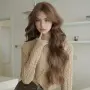 Светлокафява дълга чуплива перука 77 см с дълъг бретон, снимка 3