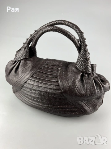 Фенди Кафява кожена чанта Fendi Spy , снимка 2 - Чанти - 54235353