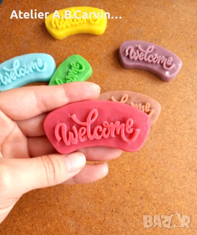 Ароматни глицеринови сапунчета с надпис „welcome“ 10 броя, снимка 5 - Декорация за дома - 54127122