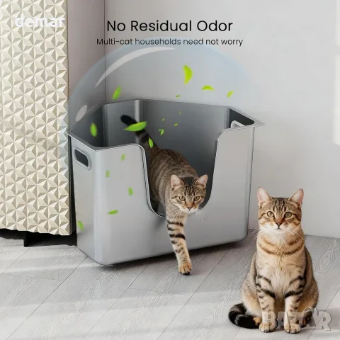 Метална котешка тоалетна от неръждаема стомана 56 × 42 × 30 см, снимка 2 - За котки - 55492470