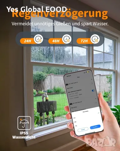 Diivoo Wi-Fi 3-зонов таймер за напояване с Alexa, снимка 6 - Напояване - 55692519