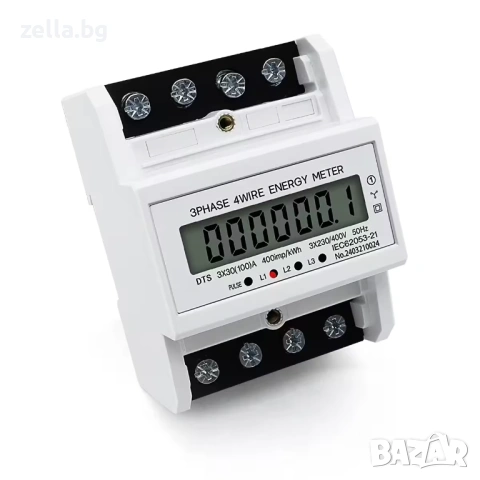 Дигитален трифазен електромер 380V 100A – Клас 1, LCD дисплей 6+1, монтаж на DIN шина 10430, снимка 8 - Друга електроника - 54694676