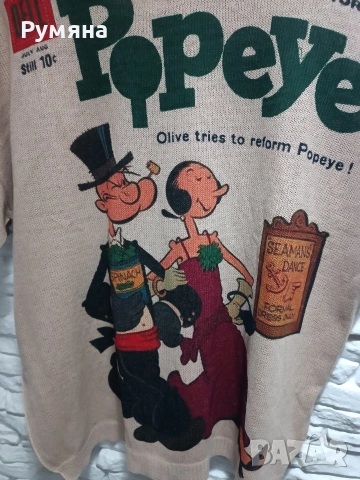Уникална тениска ,плетиво Popeye, снимка 2 - Тениски - 54225687