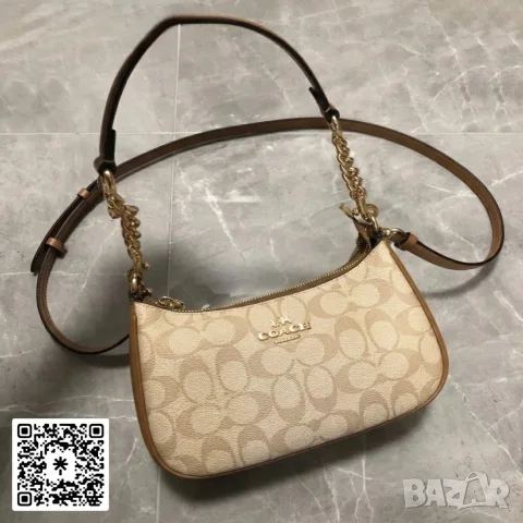 Coach Teri Shoulder Bag Signature Canvas – Chalk / Tan