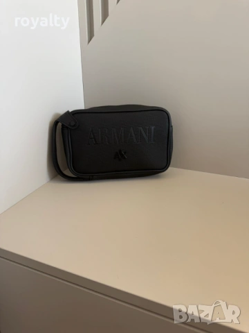 Emporio Armani Нова Черна Кожена Мъжка Чанта 