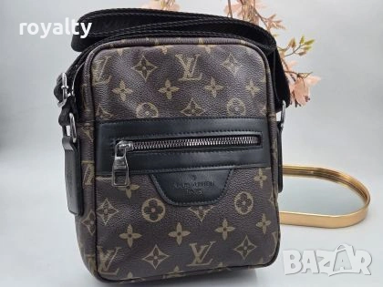 Louis Vuitton Нова Луксозна Кожена Черна Мъжка Чанта Луи Витон 