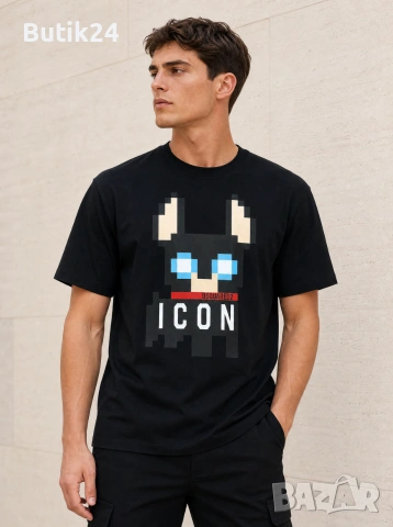 DSQUARED2 🐶 Oversized тениска ICON Pixel Dog — черна