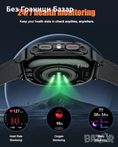Нов Военен смарт часовник с разговори 114 спорта пулс SpO2 30 дни батерия за мъже, снимка 5 - Мъжки - 54104040