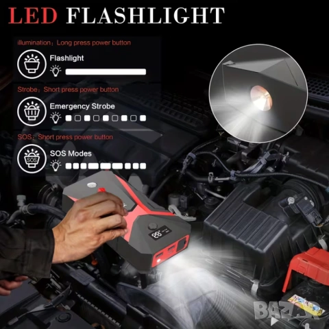 Преносим 3000A бустер за стартиране на ДВГ , снимка 4 - Аксесоари и консумативи - 54093752