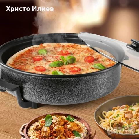 Електрически тиган Електрическа тава със стъклен капак 40 см, снимка 6 - Други - 55431894