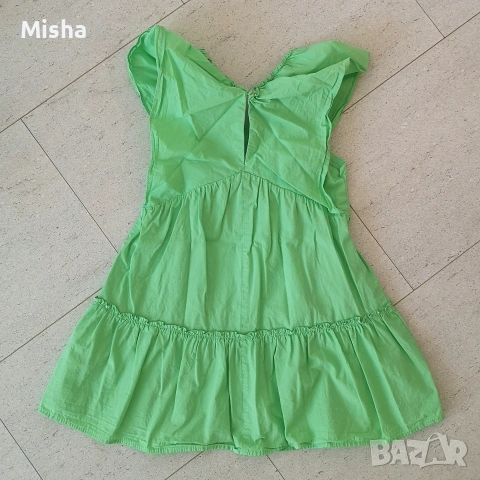 Детска рокля в ярко зелено ZARA 128 размер, снимка 2 - Детски рокли и поли - 54363797