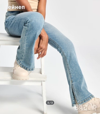 Дънки чарлстон с цепка, снимка 3 - Дънки - 54119113