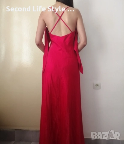 Винтидж лъскава дълга дамска рокля р-р S-M, снимка 6 - Рокли - 54610482
