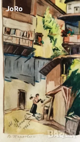 Арх. Димитър Цолов - "Велико Търново" 1965г. Прекрасен акварел от автора. , снимка 2 - Картини - 55649107