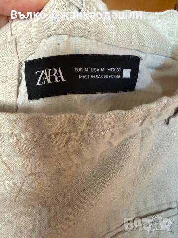 Дамски ленен панталон цвят екрю Zara, размер М/L, снимка 3 - Панталони - 55055274