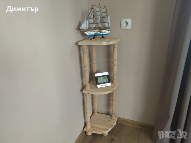 Ръчно изработена ъглова етажерка ( НАТУРАЛНА ) !!, снимка 2 - Етажерки - 55068990