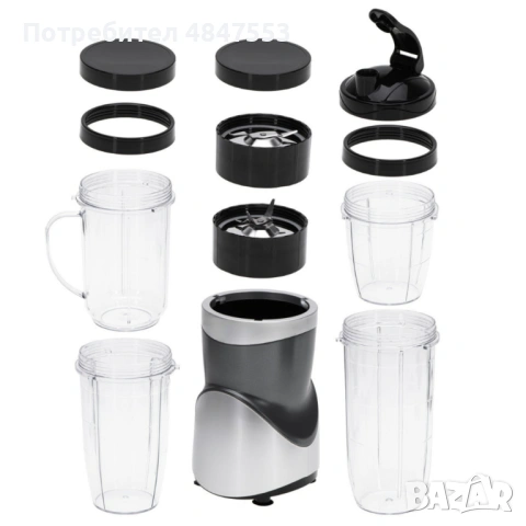 Мощен блендер за смутита с пълен комплект чаши и бутилки - BPA Free, импулсен режим, снимка 2 - Блендери - 54800239