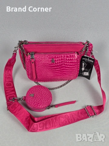 Нова дамска чанта Steve Madden 3 в 1 – циклама с портмоне