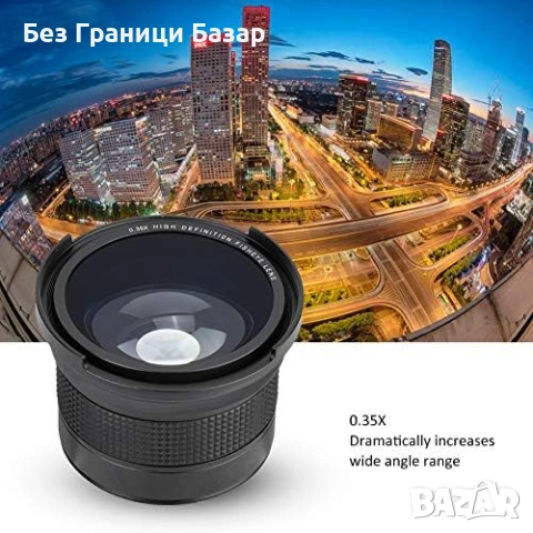 Нов Широкоъгълен фишай обектив 58 мм за DSLR фотоапарат камера леща снимки, снимка 3 - Обективи и филтри - 54206467