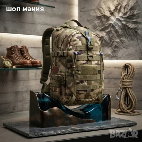 Военна тактическа раница 55L – водоустойчива, с MOLLE система и отделение за лаптоп, камуфлаж