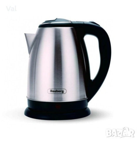 Електрическа кана Rosberg, 1800W, 1.8л., Корпус неръжд. стомана, Черен/ Сив Металик/ Червен металик