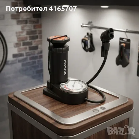 Подова велосипедна помпа с манометър – До 12 BAR, универсална глава