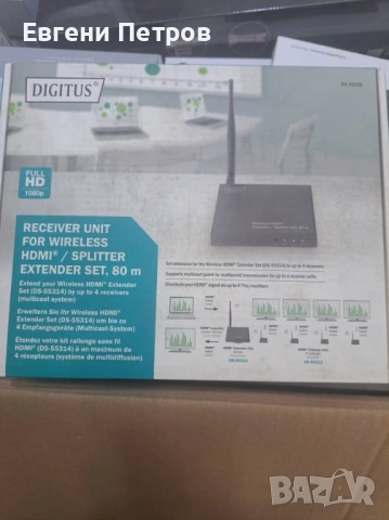 приемник (Receiver Unit) за безжичен HDMI удължител и сплитер на марката Digitus