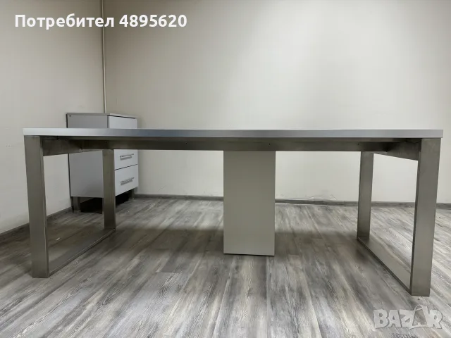 Офис бюро с крака от неръждаема стомана, снимка 4 - Работни маси и бюра - 55397770