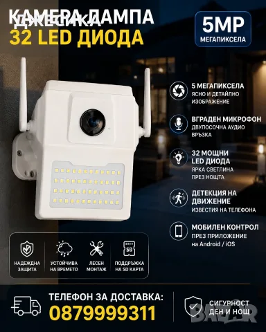 FullHD WiFi камера LED градинско осветление видеонаблюдение iCSee