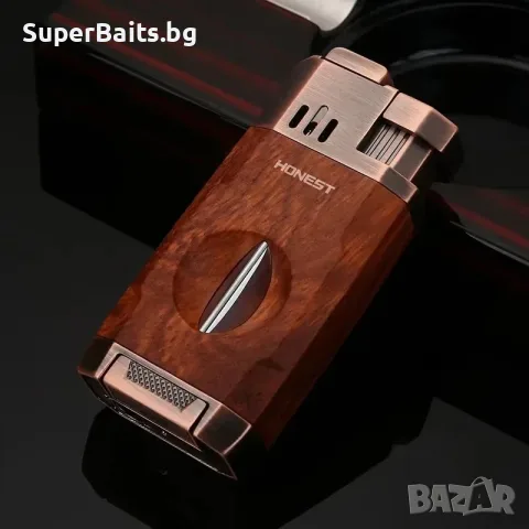 Ветроустойчива запалка с двоен пламък и V-Cutter HONEST BCZ834-1, снимка 12 - Запалки - 55682822