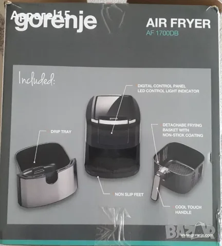 Air Fryer Gorenje AF1700 DB 5L уред за готвене без мазнина, снимка 3 - Фритюрници - 55691507