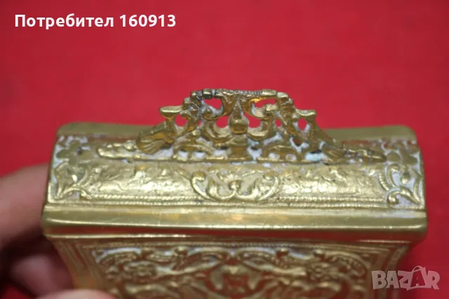 Отлична бронзова барутница, паласка, фишеклък, кутия., снимка 7 - Антикварни и старинни предмети - 55422130