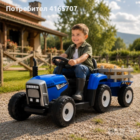 Детски акумулаторен трактор с ремарке 12V – 2x25W, MP3, Bluetooth, до 30 кг, снимка 3 - Електрически играчки - 55236934