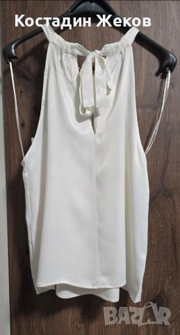 23€. Нов със етикет. Сатенен топ с халтер деколте от Zara. , снимка 6 - Корсети, бюстиета, топове - 54875254