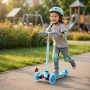 Детска тротинетка 21st Scooter със светещи колела, сгъваема, до 50кг – Синя, снимка 3