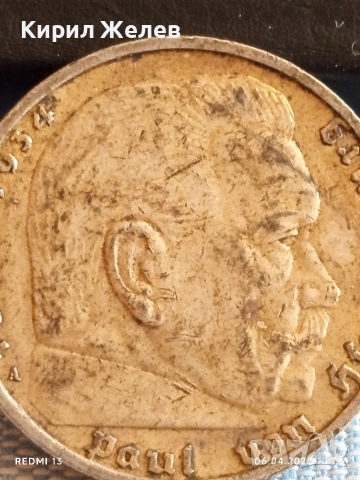 Сребърна монета 5 райхсмарки 1939г. Германия Трети Райх с Свастика за КОЛЕКЦИОНЕРИ 48064, снимка 8 - Нумизматика и бонистика - 54105250