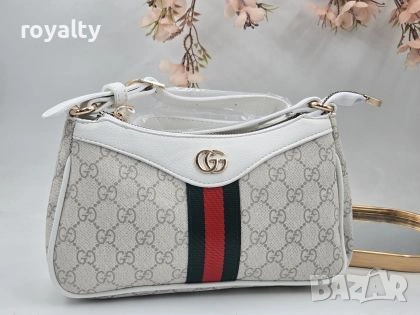Gucci Нова Бяла Кожена Дамска Чанта Гучи 