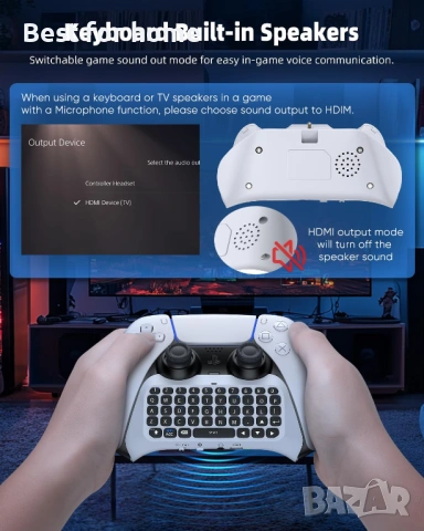 Безжичен контролер за PS5/PS5 Pro, Bluetooth 3.0 мини преносим геймпад, чатпад , снимка 5 - Аксесоари - 54580401