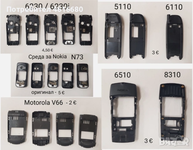 Среди за Nokia 8210,6100,7250,6610,2600,3210,3310,1100,6270,7260,6233,3110,2100,5200,5310,8310,6600, снимка 11 - Резервни части за телефони - 52224837