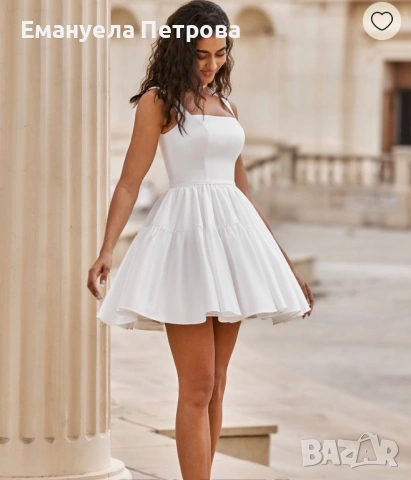 Дамска къса бяла рокля , снимка 2 - Рокли - 54360350