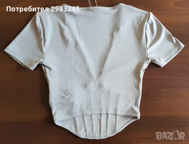 Дамска светлосива блузка с къси ръкави, снимка 2 - Други - 54990354