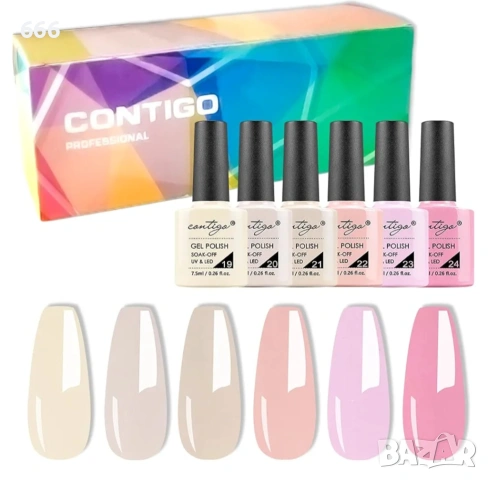 CONTIGO 6 популярни цвята x 7.5 мл гел лак за нокти Elegant and Dignifed Soak-Off Series UV LED
