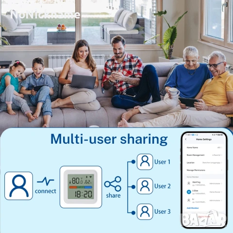 Smart Life, Tuya WiFi смарт сензор за температура и влажност с подсветка хигрометър термометър TH08B, снимка 16 - Друга електроника - 54596166