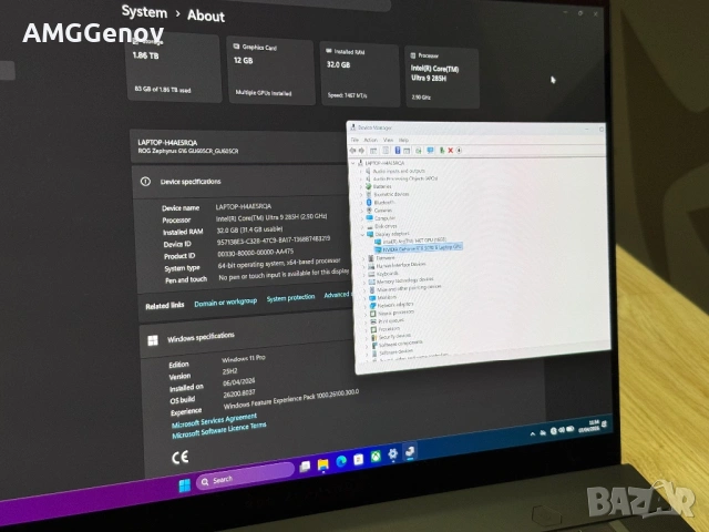 16’OLED 240Hz 2.5K/Ultra 9 285H/RTX 5070TI 12GB/Asus ROG Zephyrus, снимка 9 - Лаптопи за игри - 54121335