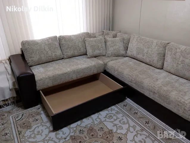 Разтегателен ъглов диван, снимка 3 - Дивани и мека мебел - 55544895
